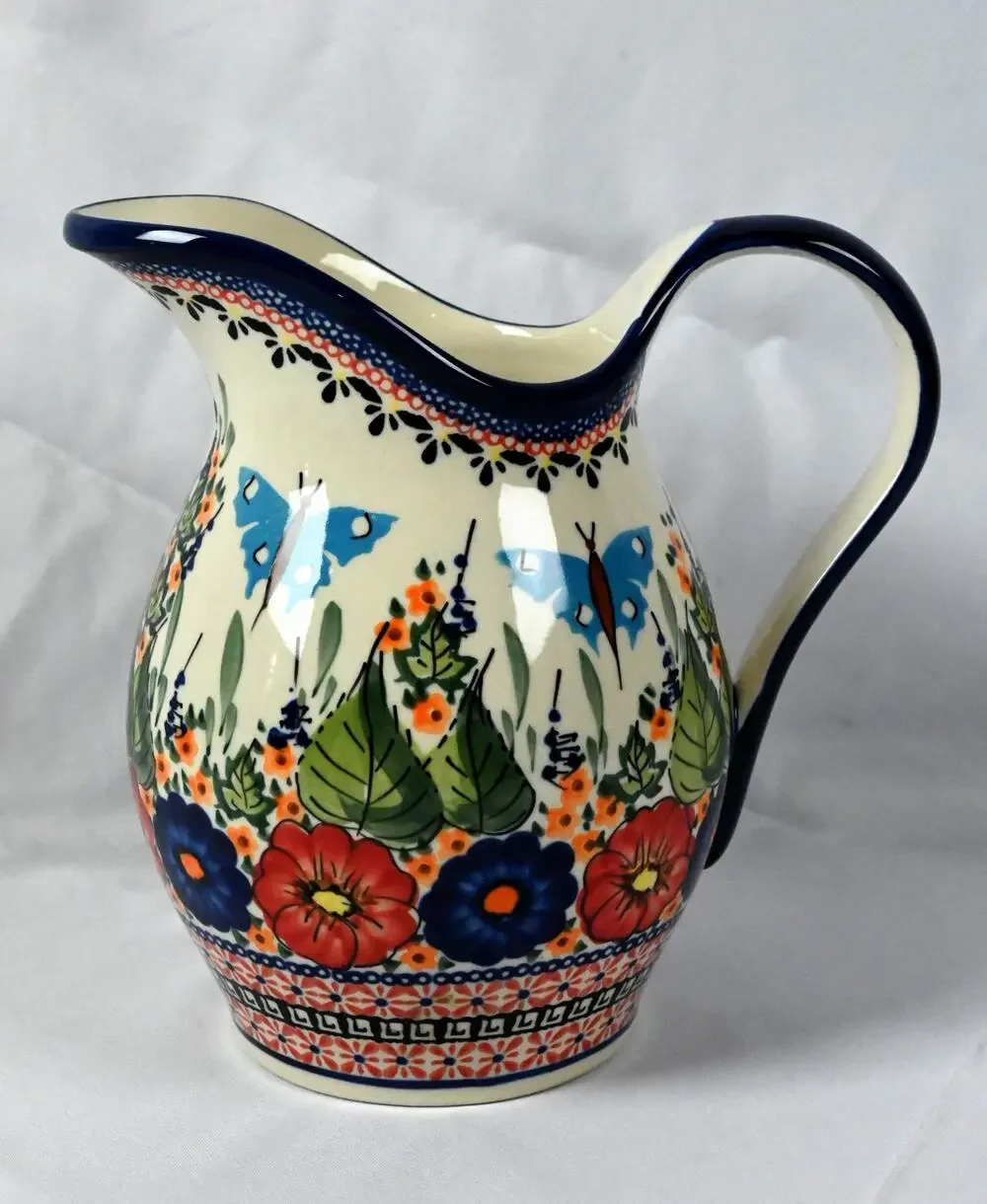 Ceramika Bolestawiec Poland Unikat 1160 J. Skretowska Hand Painted Pitcher